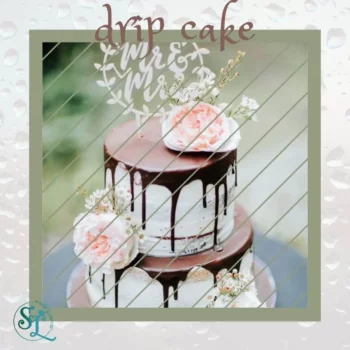 Drip Cake – Hochzeitstorte mit fließender Schokoladenglasur und Blumen dekoriert.